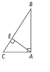 "which segment of the hypotenuse is adjacent to segment ab?  a.ec b.ac c.ae