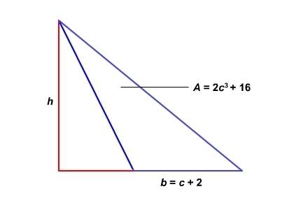 Find the height, h, of the triangle shown (hint: the formula for area of a triangle is a =1/2