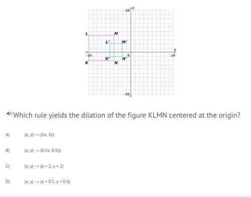 Which rule yields the dilation of the figure klmn centered at the origin