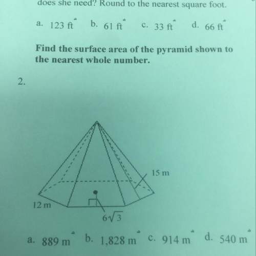 Find the surface area of the pyramid shown to the nearest whole number get brainlists
