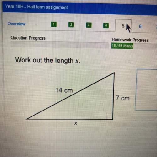 Work out length of x if one length is 14 cm and other length is 7cm  x