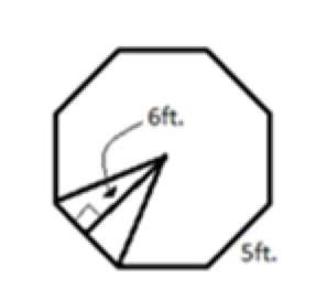 Your teacher has asked you to write a small lesson on finding the area of a regular octagon. she giv