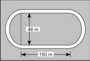 Arunning track in the shape of an oval is shown. the ends of the track form semicircles.