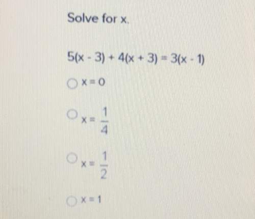 Solve for x.,5(x-3) + 4(x + 3) m 3(x-1)ox»101-4 1-2