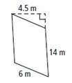 What is the area of the figure below?  a. 31.5 m b. 63 m c. 84 m d. 12
