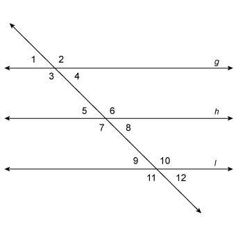 lines g, h, and l are parallel and m 1 = 52°.  what is m 11?
