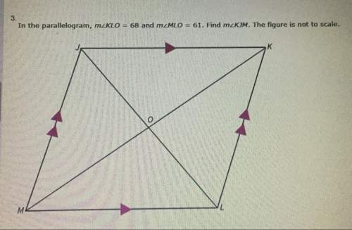 In the parallelogram mklo=68 and m mlo = 61. find m kjm.need to graduate. a. 119 b