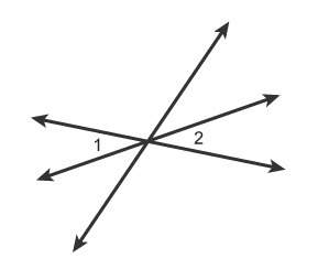 Which relationship describes angles 1 and 2?  adjacent angles