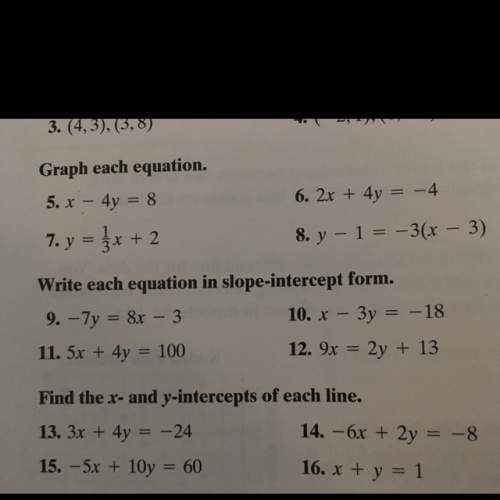 Ineed where it says "writ each equation in slope-intercept form. 2 answers will get all 4 will get