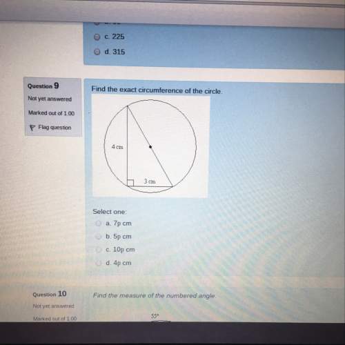 What's the exact circumference of the circle a. 7p cm b. 5p cm c. 10p cm d.