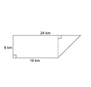 What is the area of the figure? a. 128 km² b. 160 km² c. 192 km² d. 320 km²