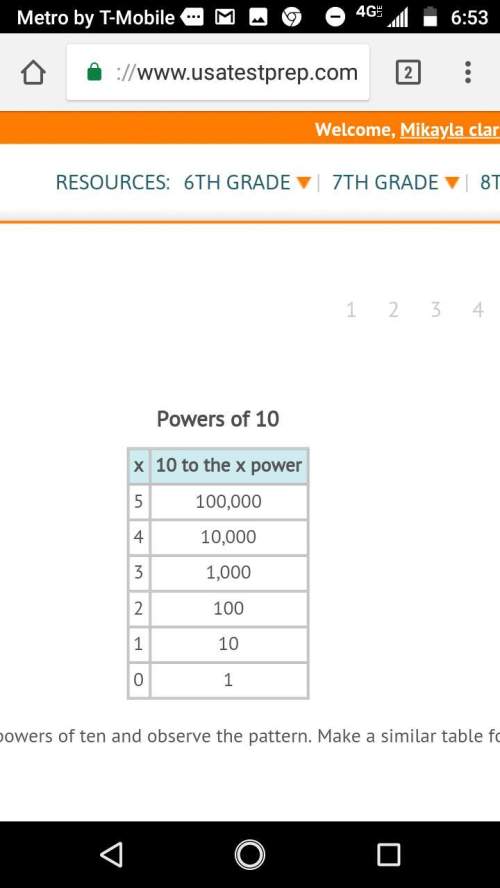 Examine the table for the given powers of ten and observe the pattern. make a similar table for the