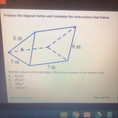 Find the volume of the right prism. round your answer to the nearest tenth. a. 93.2m^3 b. 95.5m^3 c.
