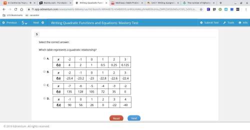Pls taking test right now  which table represents a quadratic relationship?