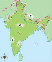 Match the names with the geographic features on the map. himalaya mountains
