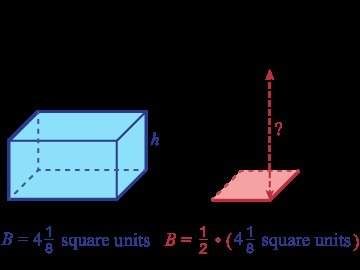 Hurry and answer i am stuck on this question two rectangular prisms have the same volume. the