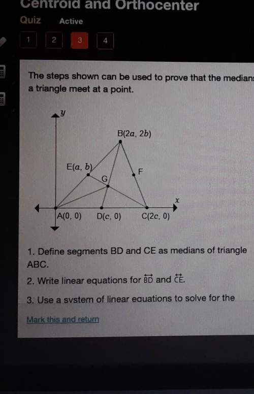 The steps shown can be used to prove that the medians of a triangle meet at a point. what is the fin