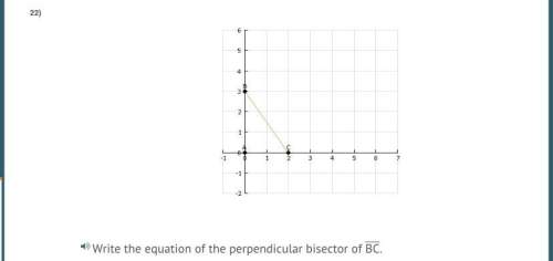 write the equation of the perpendicular bisector of bc. a) y =  3 2