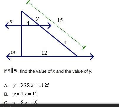 If n is parallel to m find the value of x and the value of y?