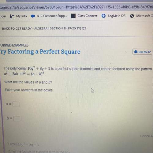 The polynomial 16q^2 +8q+1 is a perfect square trinomial and can be factored using the pattern