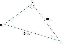 Which equation can be used to find the measure of angle ljk?  sin(x) = ten-fifteenths