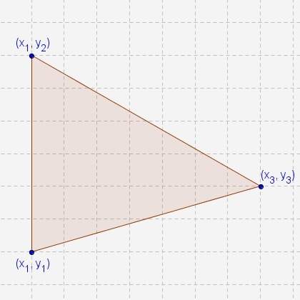 What is the area of this triangle?  a.) a=1/2(y3-y2)(x3-x1) b.) a=1/2(y3-y1)(x3-x1)