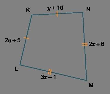 What are the lengths of sides kn and nm of the kite? kn = units nm = units