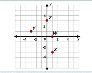 Which of the points shown is on the y-axis?  a. point y  b. point w  c. point x
