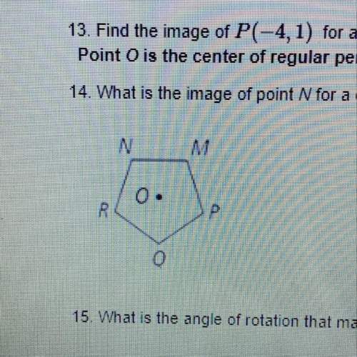 What is the image of point n for a composition of a 72 degree rotation and a 144 degree rotation abo