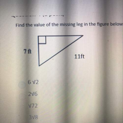 Find the value of the missing leg in the figure below.
