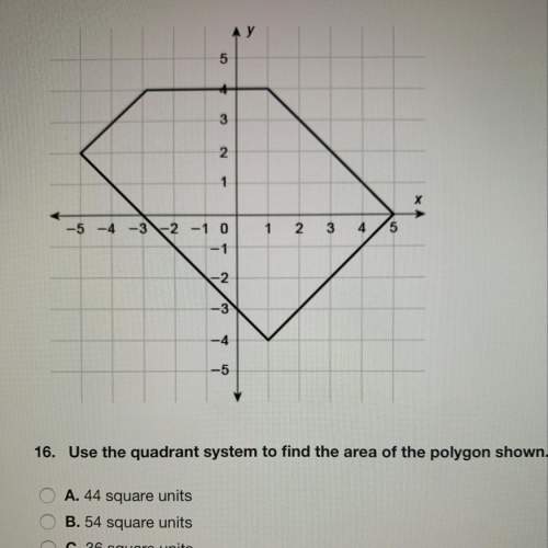 Use the quadrant system to find the area of the polygon shown  44 square units 54