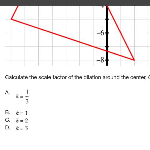 Calculate the scale factor of the dilation around the center, c. the preimage is blue and the image