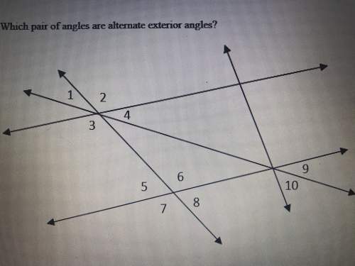 Which pair of angles are alternate exterior angles?  a &lt; 1 and &lt; 8 b &lt; 1 and &amp;