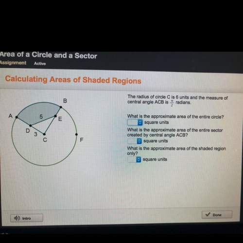 The radius of circle c is 6 units and the measure of central angle acb is i radians. what is the app