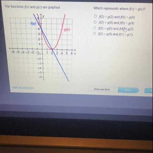 The functions f(x) and g(x) are graphed which represents where f(x) = g(x)?  1x o