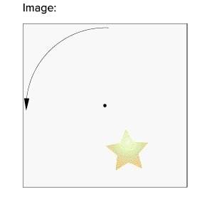 Which image that would portray the rotation of the given preimage and the rotation arrow.
