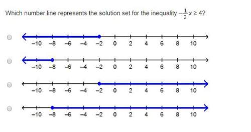 Which number line represents the solution set for the inequality –negative startfraction one-half en
