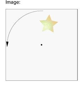 Which image that would portray the rotation of the given preimage and the rotation arrow.