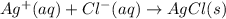 Ag^+(aq)+Cl^-(aq)\rightarrow AgCl(s)