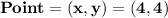 \mathbf{Point = (x,y) =(4,4)}