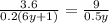 \frac{3.6}{0.2(6y + 1)} =\frac{9}{0.5y}