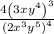 \:\:\frac{4\left(3xy^4\right)^3}{\left(2x^3y^5\right)^4}