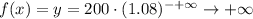 f(x) = y= 200 \cdot (1.08) ^{-#+\infty}   \rightarrow + \infty