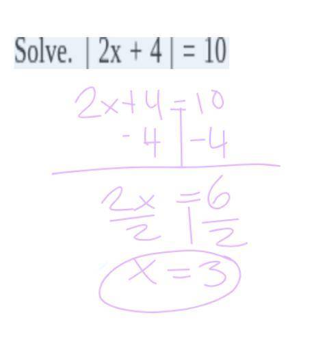 Solve. | 2x + 4 | = 10