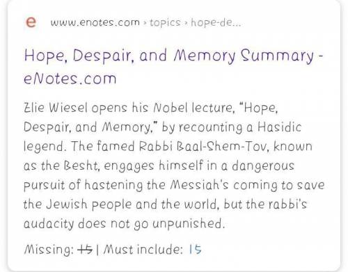 Hope, Despair, and memory summary paragraph 15