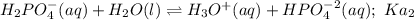 H_2PO_4^{-}(aq)+H_2O(l)\rightleftharpoons H_3O^+(aq)+HPO_4^{-2}(aq); \ Ka_2
