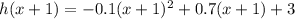 h(x + 1) = -0.1(x + 1)^2 + 0.7(x + 1)  + 3