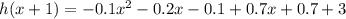 h(x + 1) = -0.1x^2-0.2x-0.1 + 0.7x + 0.7  + 3