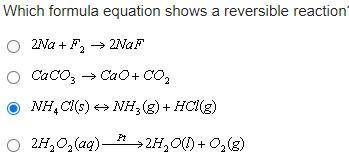 Which formula equation shows a reversible reaction?