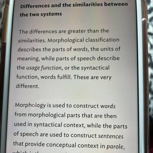 Compare the traditional eight parts of speech to the twelve morphological classifications found in s